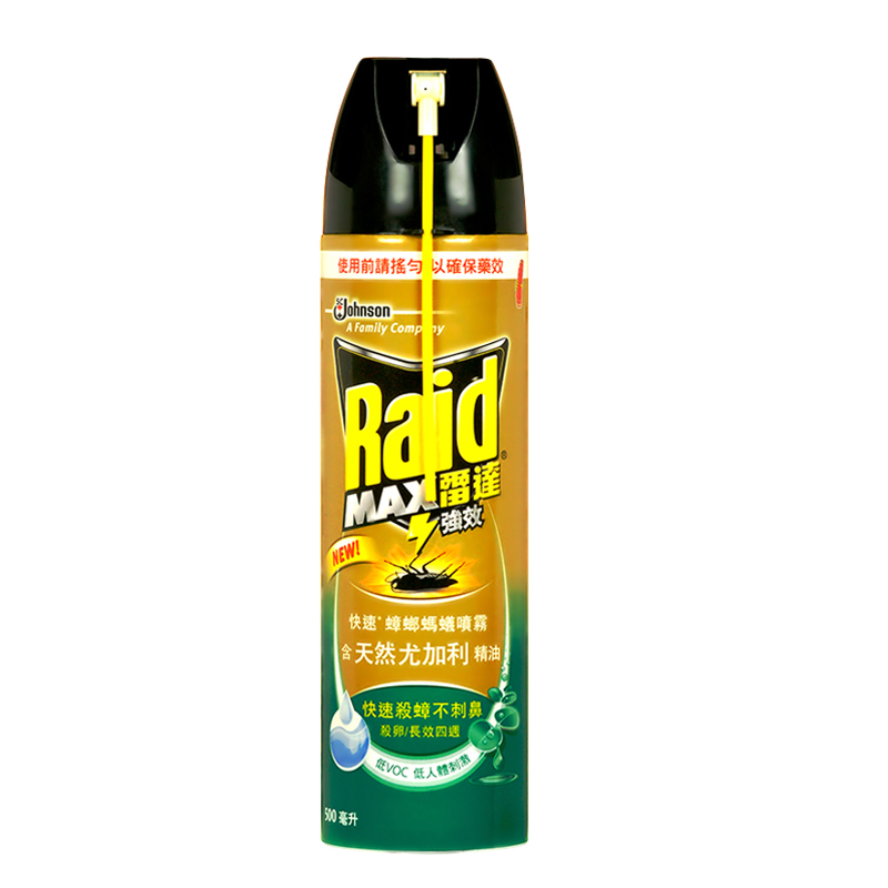 【Raid雷達】快速蟑螂螞蟻噴霧殺蟲劑500ml-含天然尤加利精油