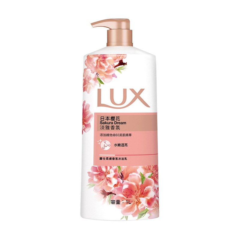 LUX麗仕 柔膚香氛沐浴乳1L -日本櫻花