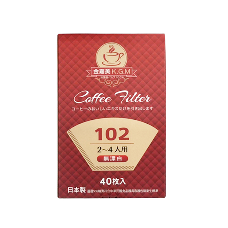 K.G.M金嘉美 咖啡濾紙-102(2-4人用)40枚入-無漂白
