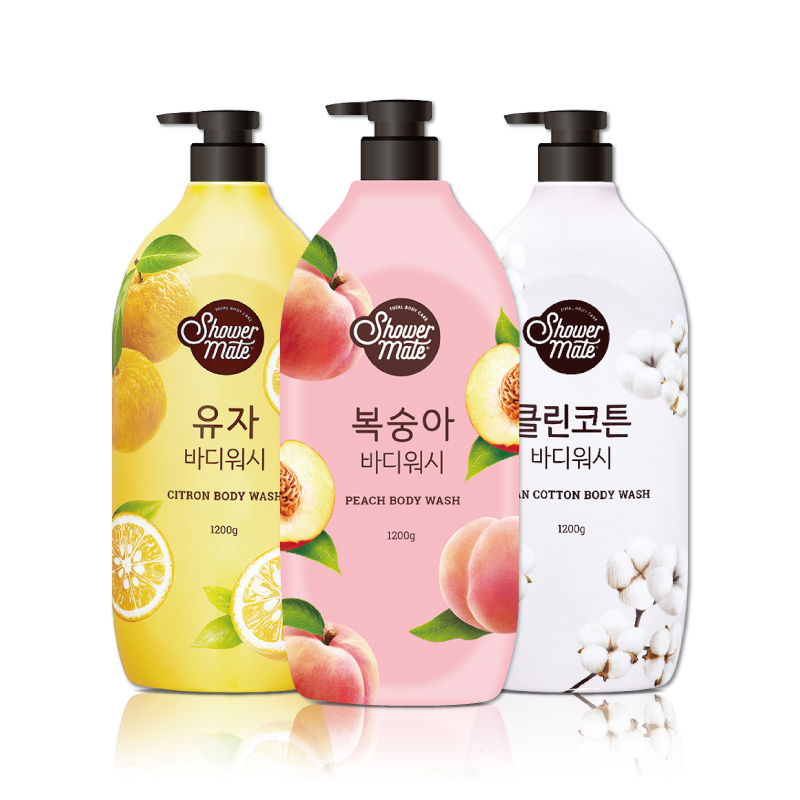 韓國Shower Mate微風如沐 果香沐浴乳-（香甜柚/甜蜜桃/棉花籽）