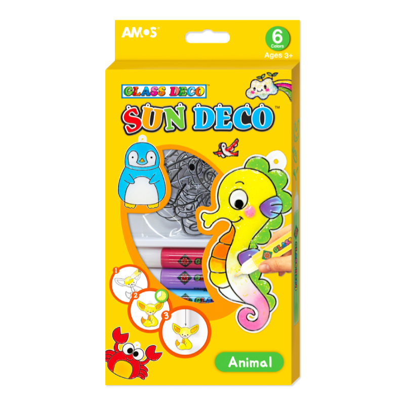 韓國【AMOS】6色動物主題吊飾玻璃彩繪膠