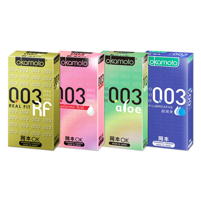【okamoto 岡本】003極薄系列保險套10入-（RF極薄貼身/玻尿酸水潤/蘆薈極潤/LR超潤）